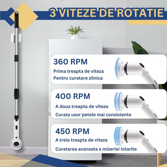 Perie electrica rotativa pentru curatare eficienta, multifunctionala