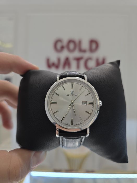 Серебрянные часы Сильвер тайм, ультротонкие.