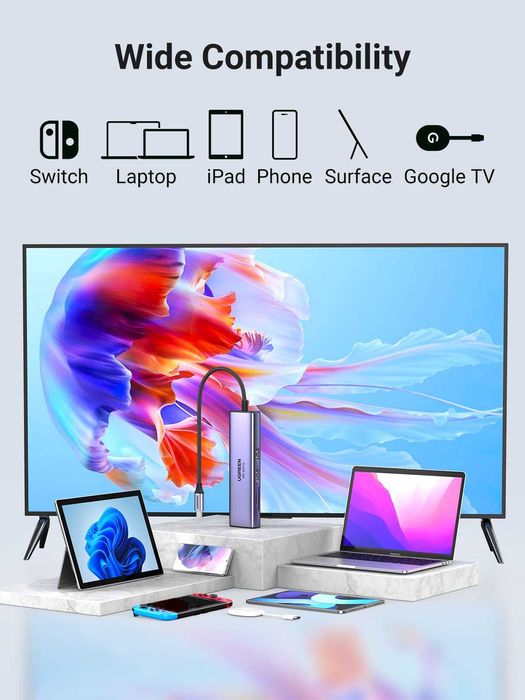 Adaptor USB-C, hub 7 in 1, HDMI 4K