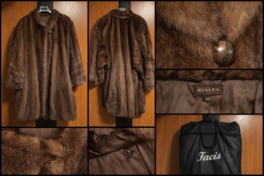 Haină din blană naturală de nurcă – XL, maro, stare foarte bună