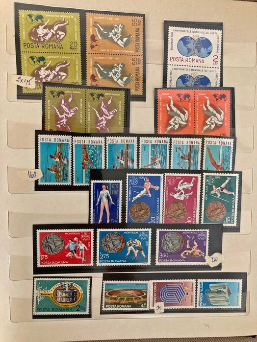 Clasor A4 (10 file) cu timbre romanesti - serii complete, nestampilate