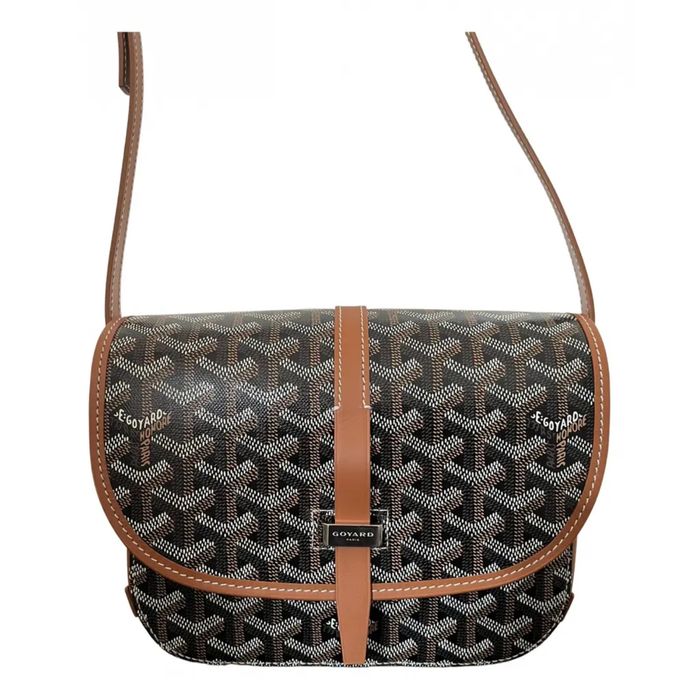 Goyard чанта с емблематичен монограм и кожени детайли