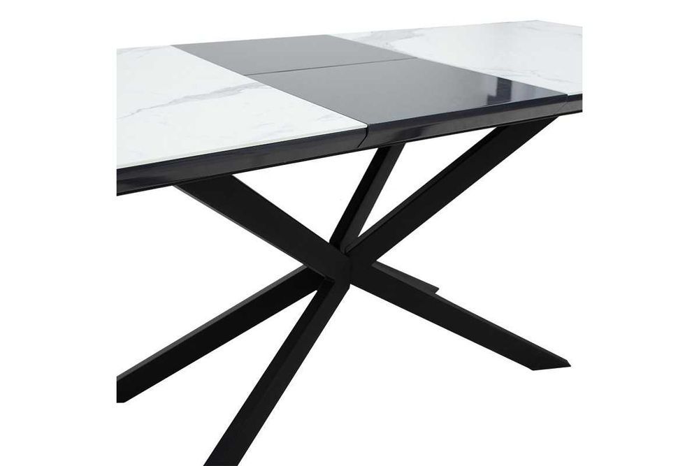 Голяма разтегателна маса Palan, MDF, бял мрамор, 160-200x80x77cm