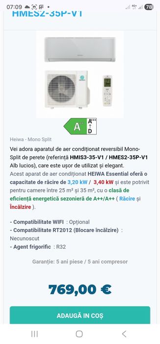 Mitsubishi /Daikin Heiwa Pompă Aer condiționat monosplit  Nou