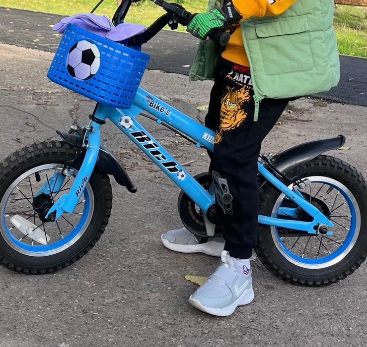 BICICLETĂ Kiddo / Ride 12” albastră cu roți ajutătoare