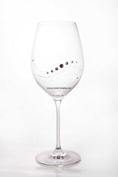Кристални чаши за вино с камъни Swarovski 350мл – 2 броя