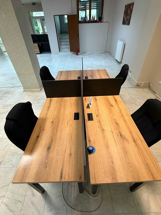 Set birouri 4 posturi – stejar/antracit