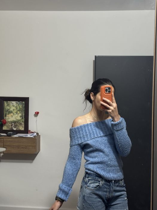 Mango нов off shoulder пуловер размер ХС