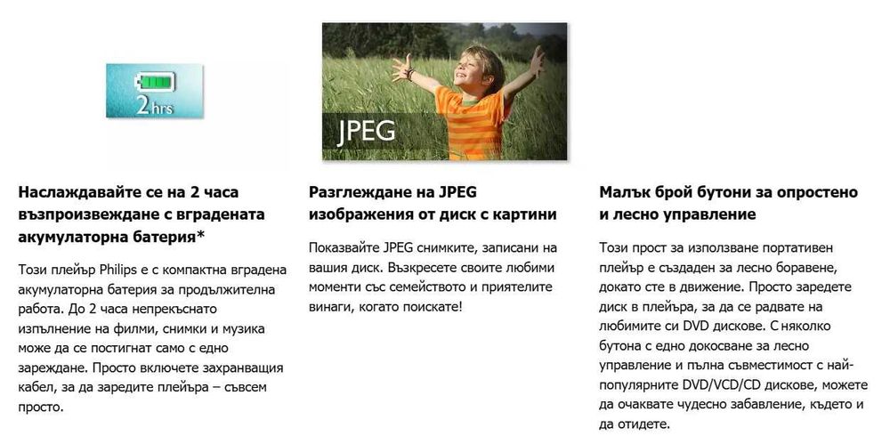 Philips Портативен DVD плейър PET721D