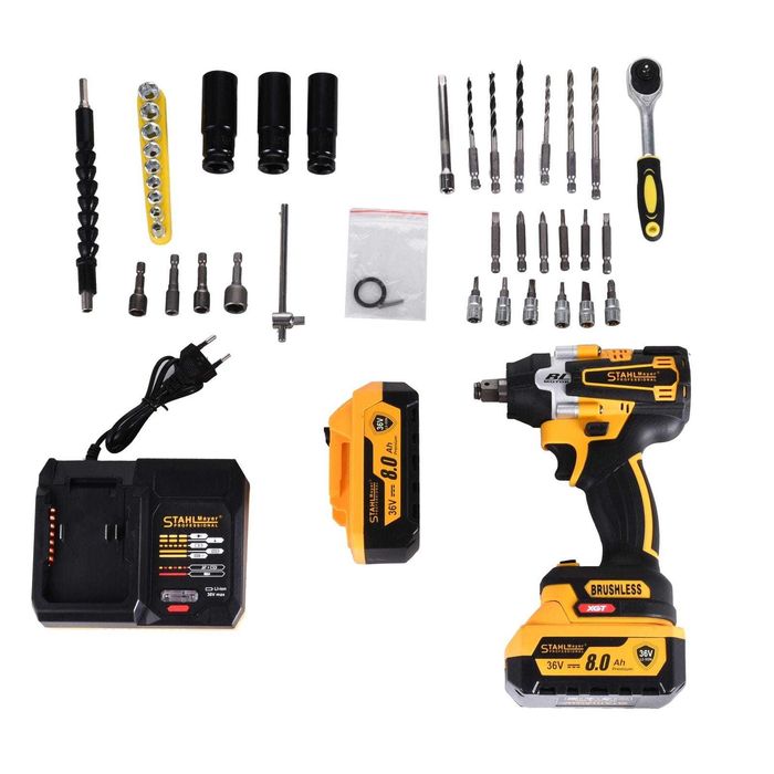 Гайковерт Винтоверт 36V  STAHLMAYER  40 части инструменти  2 Бат 850нм