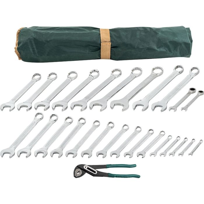 Trusa chei fixe.Trusa chei combinate 6 la 32 + papagal.Set chei combinate profesional cu panza profi + papagal