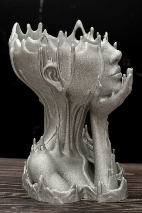 Vaza decorativa Printata 3D Melted Girl Galaxy Brillant Silver