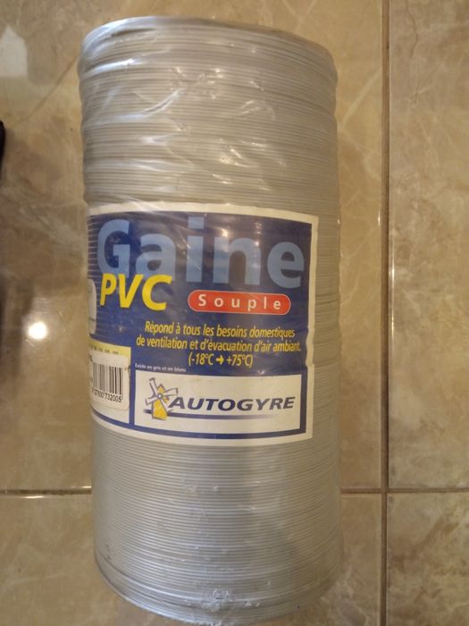 Гъвкав въздухоотвод ПВЦ сив 100 мм, дължина 6м