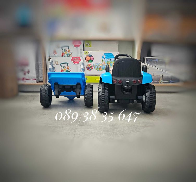 ТОП ЦЕНА!НОВО!Акумулаторен трактор с ремарке Dallas BLUE с 12V батерия