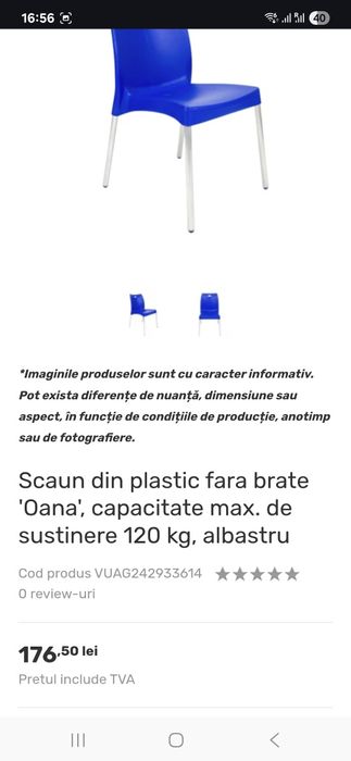 Vând 200 scaune Oana fara brate