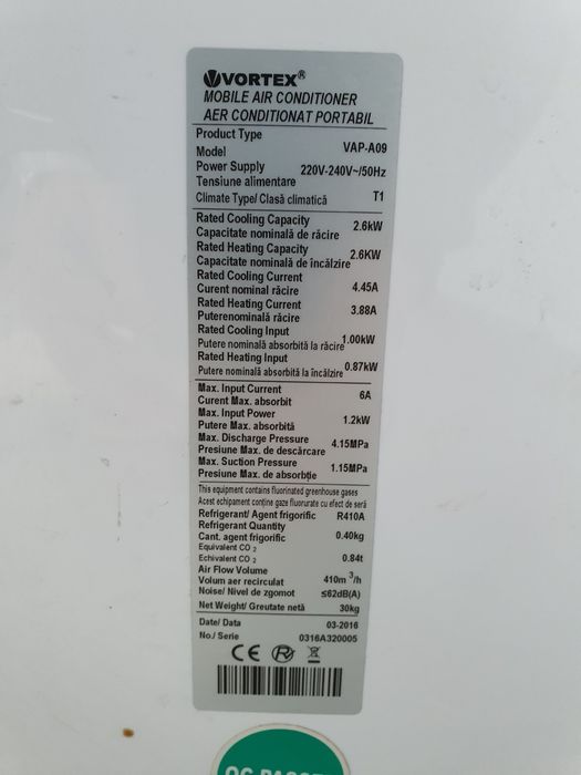 Aer conditionat portabil VORTEX