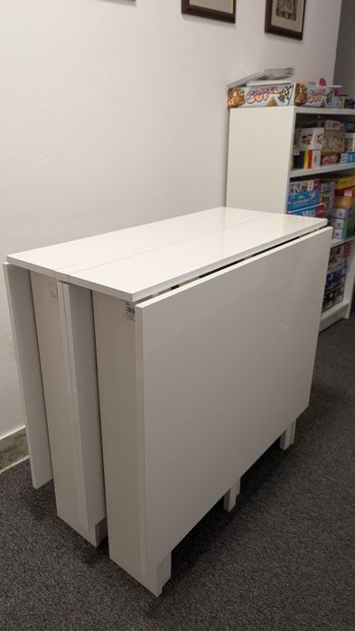 Masă pliabilă pal alb lucios