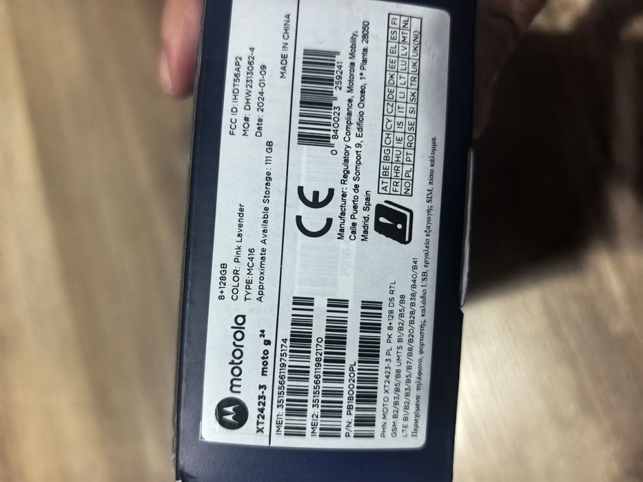 Motorola g 24 цвят pink lavender 128gb