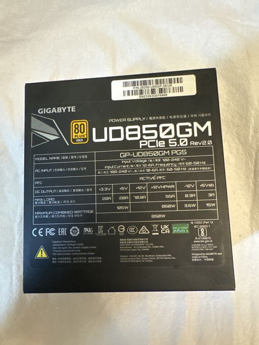 Vand Sursa GIGABYTE UD850GM PG5, 80+ Gold, 850W