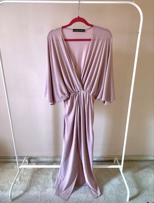 Дълга розова блестяща рокля S размер