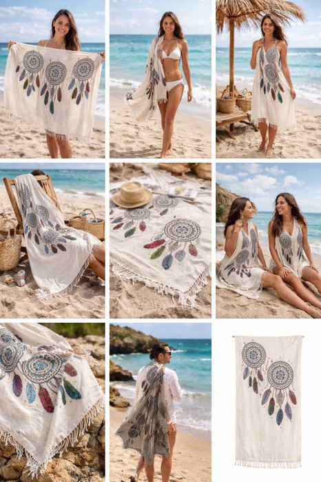 Плажна кърпа - Муселинови пещемали 100% памук