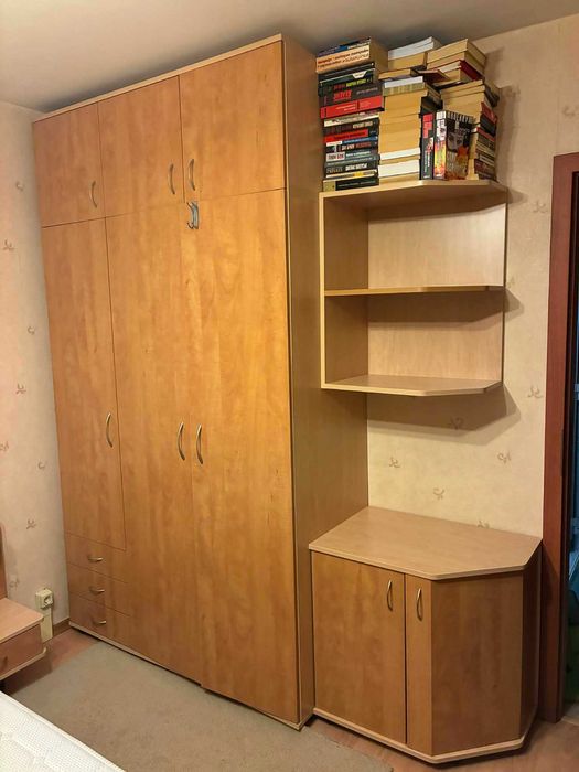 Спалня комплект + гардероб с доп. рафтове (ПДЧ) – повдигащо легло