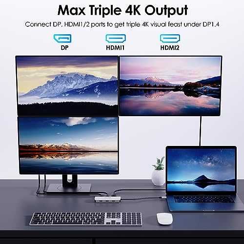 USB-C хъб WAVLINK 7 в 1 4K за 4 дисплея
