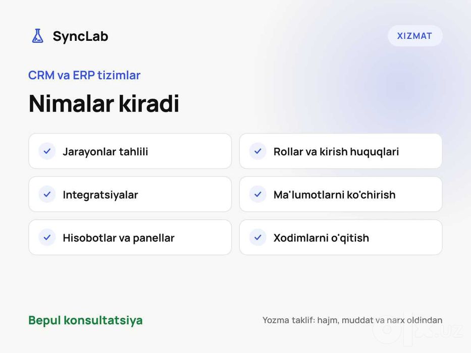 CRM tizimi yaratish / Разработка CRM системы для бизнеса