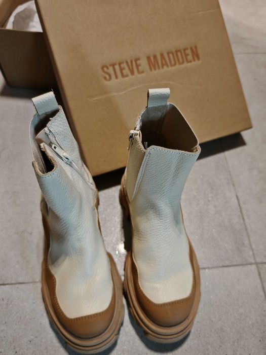 Кожени боти Steve Madden- Merylin, Бежов, Крем, 32 EU естествена кожа