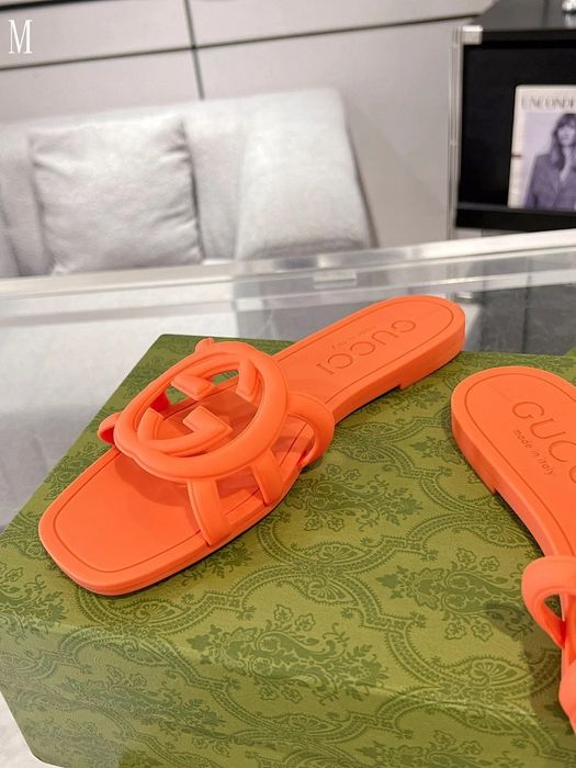 GG Interlocking G Rubber Slide - Orange