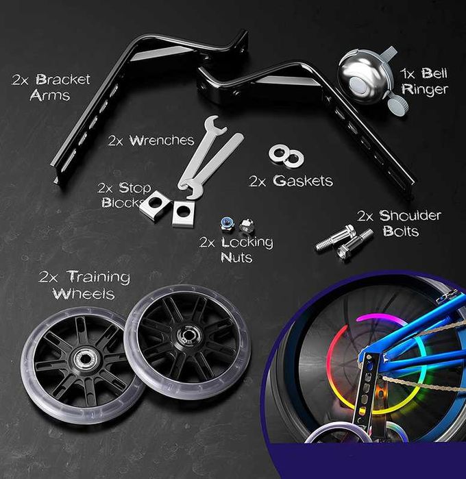 Универсални помощни колела за велосипед с размер 12-20" с LED светлини