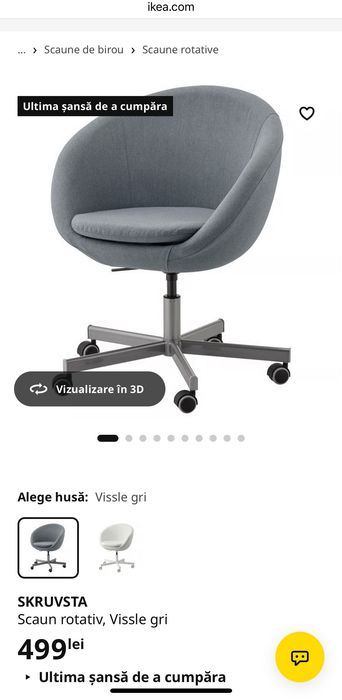 Vând birou JYSK ABBETVED + scaun rotativ IKEA SKRUVSTA