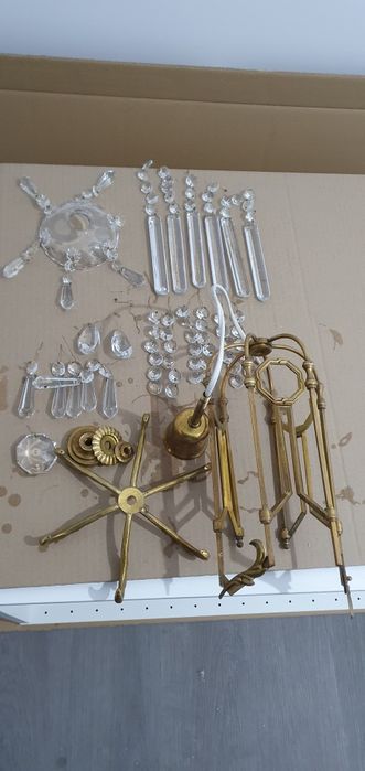 Lustra Bronz si cristale Candelabru vintage aplica obiect iluminat