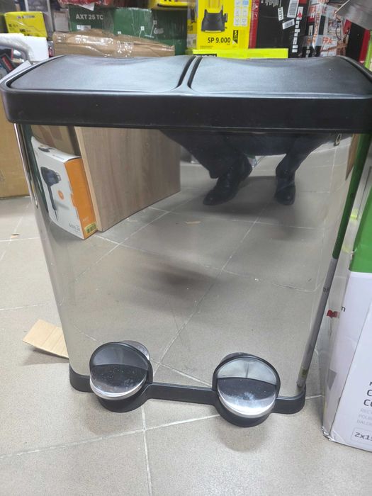 SONGMICS Cos de gunoi din inox cu 2 compartimente