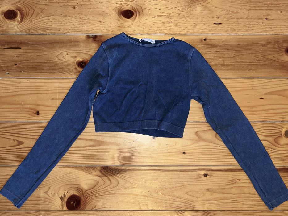 Къса блуза Zara, тъмносиня