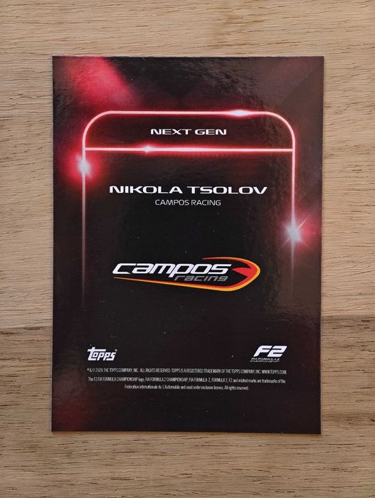 Колекционерски карти Никола Цолов Topps Chrome F1 2024 Nikola Tsolov RC rookie card