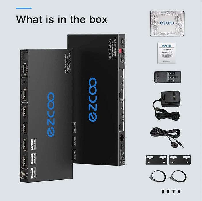 HDMI Matrix 4x2 ARC 4K 60Hz HDR CEC HDMI матрица Switch 4 In 2 Out IR Remote ezcoo