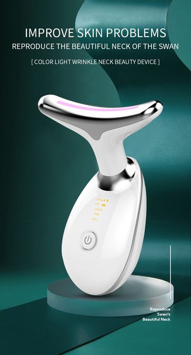 Мултифункционален масажор за лице и шия Лифтинг на лицето LED фотонна