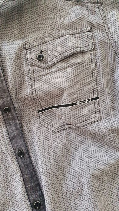 Angelo Litrico C&A L XL cămașă bărbați gri urban district premium denim casual smart  bumbac