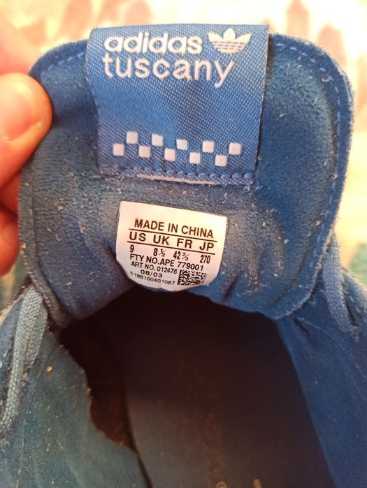 Mens Adidas Tuscany Goodyear Blue Leather Trainers Uk 42 2/3
