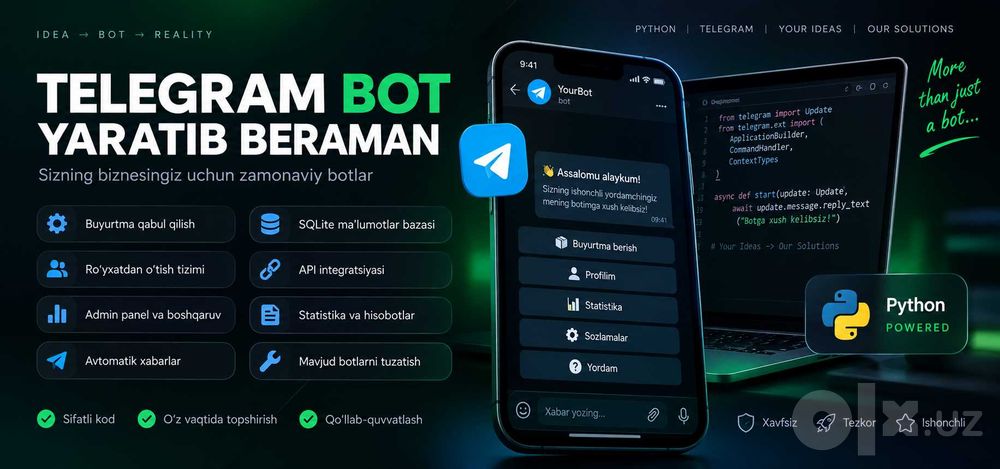Telegram bot yaratib beraman | Python dasturchi