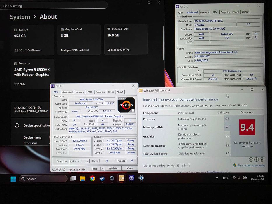 Laptop gaming ASUS ROG Strix G17 G713RW Ryzen 9 6900HX, RTX 3070 TI, 16GB DDR5, SSD M.2 NVMe 1TB