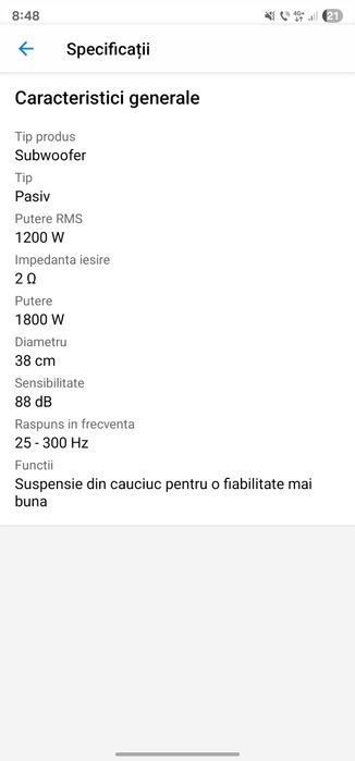 Vând subwoofer ground zero GZRW 15xspl