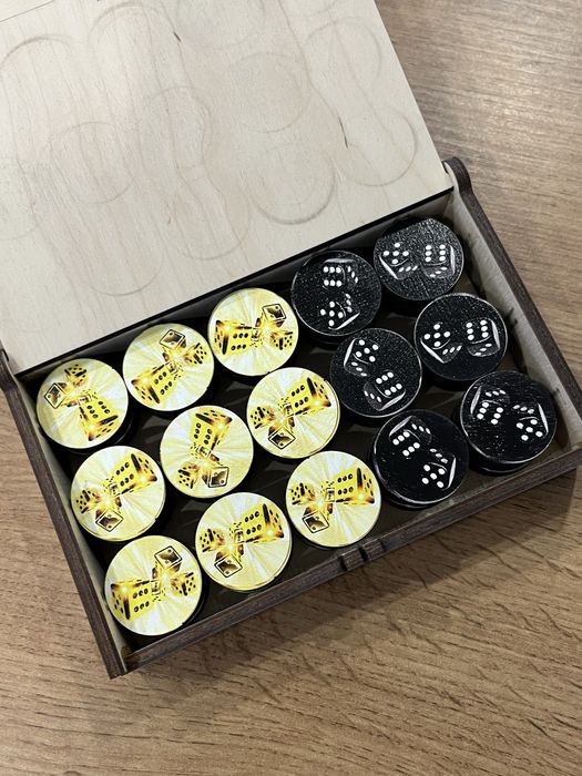 Фишки для нард, дерево с изображением  (шелкография)