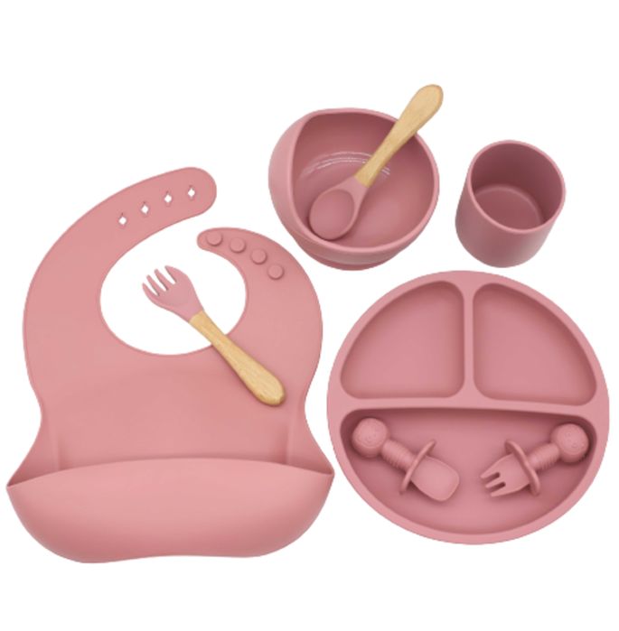 Set Complet Diversificare Bebe din Silicon, REVOSE™, Dark Pink