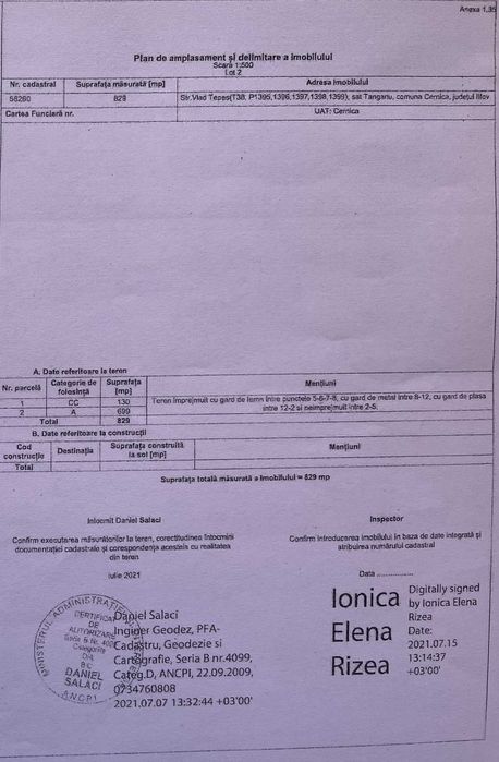 Urgent vanzare teren intravilan 829mp - Sat Tanganu, Cernica, Ilfov