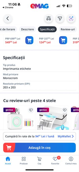 Imprimanta portabila de etichete Zebra ZQ220