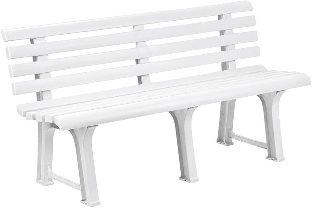 Banca de gradina din PVC alb 145x49x74 cm Ozalide Orchidee