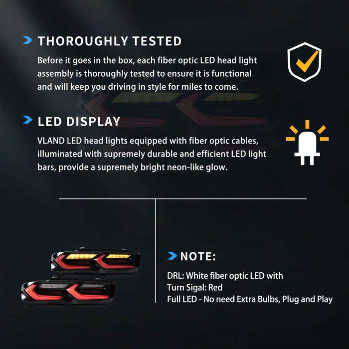 Стопове с динамични жълти мигачи за Chevrolet Camaro след 2019