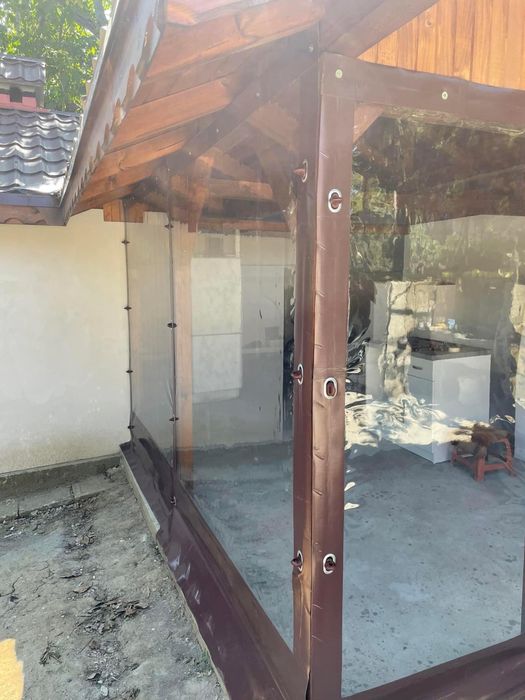 Ветроупорни завеси,тенти,сенници,покривала,винил,кристал,обков